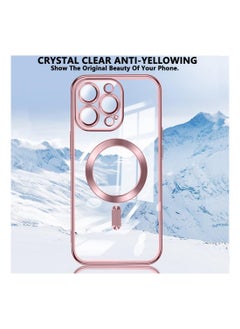 Wtech Magsafe Shockproof Luxury Plating Hybrid Clear PC Case Cover For Apple iPhone 15 Pro Max 2023 Rose Gold  - Image 4