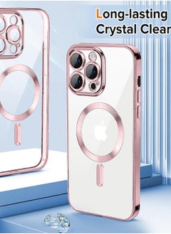 Wtech Magsafe Shockproof Luxury Plating Hybrid Clear PC Case Cover For Apple iPhone 15 Pro Max 2023 Rose Gold  - Image 2