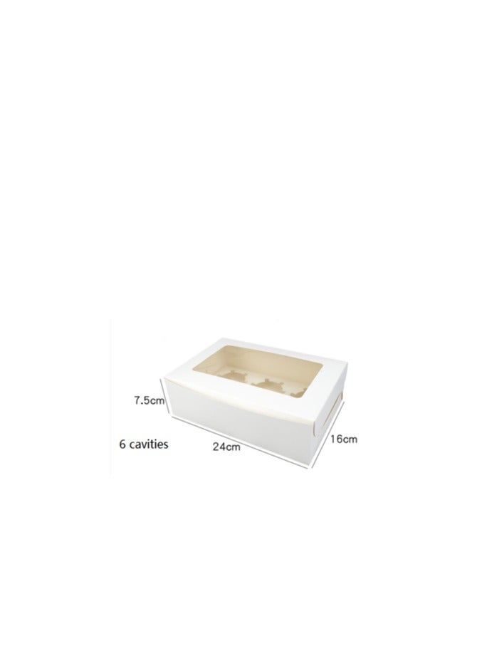 White 12-Piece 6-Cavities Kraft Paper Cupcake Box With Transparent Mini Window  - Image 1