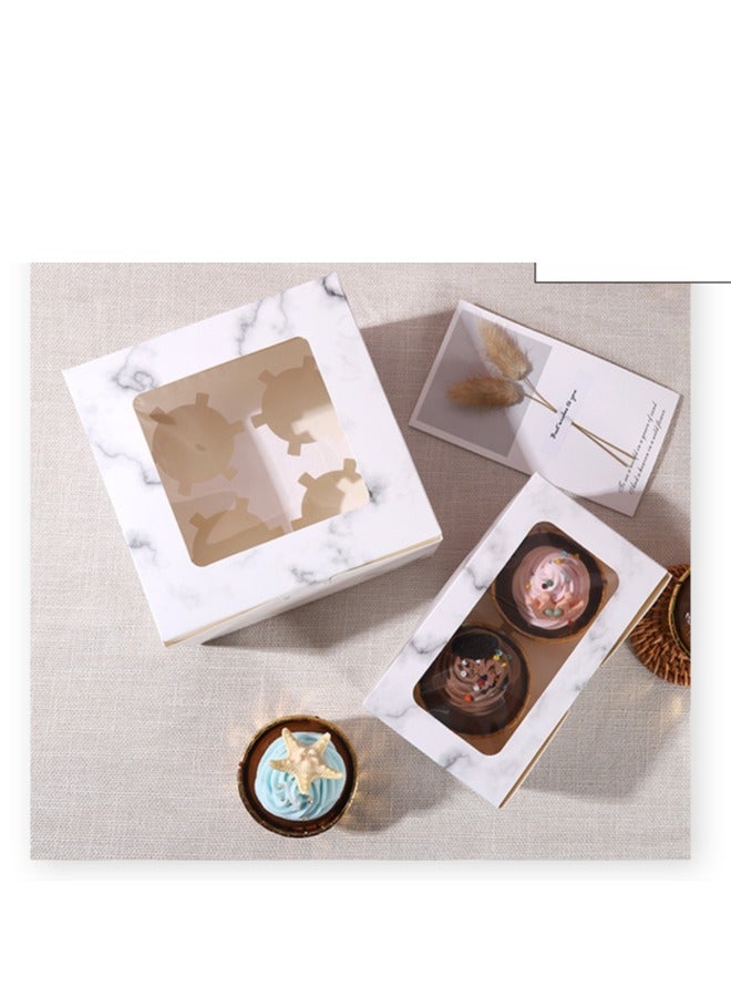 White 12-Piece 6-Cavities Kraft Paper Cupcake Box With Transparent Mini Window  - Image 3