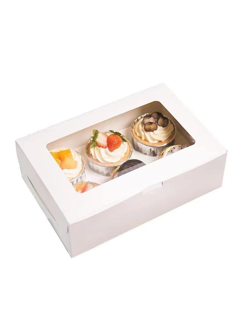 علبة كب كيك ورقية بيضاء، 12 قطعة، 6 تجاويف، مع نافذة صغيرة شفافة“حصريًا في الجمعة الصفراء” - Image 1