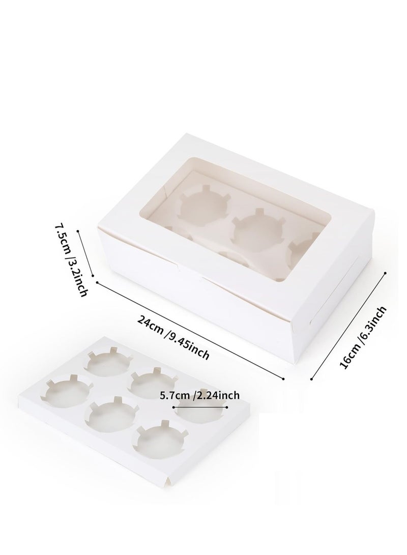 علبة كب كيك ورقية بيضاء، 12 قطعة، 6 تجاويف، مع نافذة صغيرة شفافة“حصريًا في الجمعة الصفراء” - Image 2