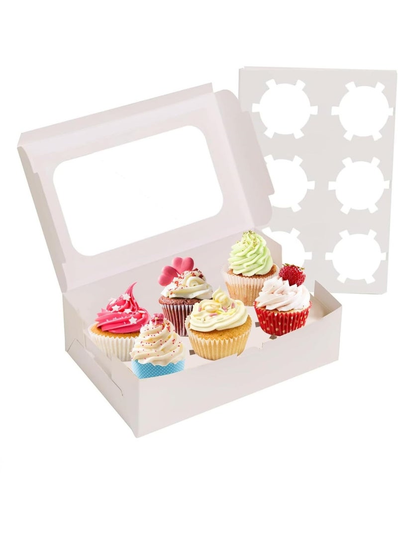 علبة كب كيك ورقية بيضاء، 12 قطعة، 6 تجاويف، مع نافذة صغيرة شفافة“حصريًا في الجمعة الصفراء” - Image 4