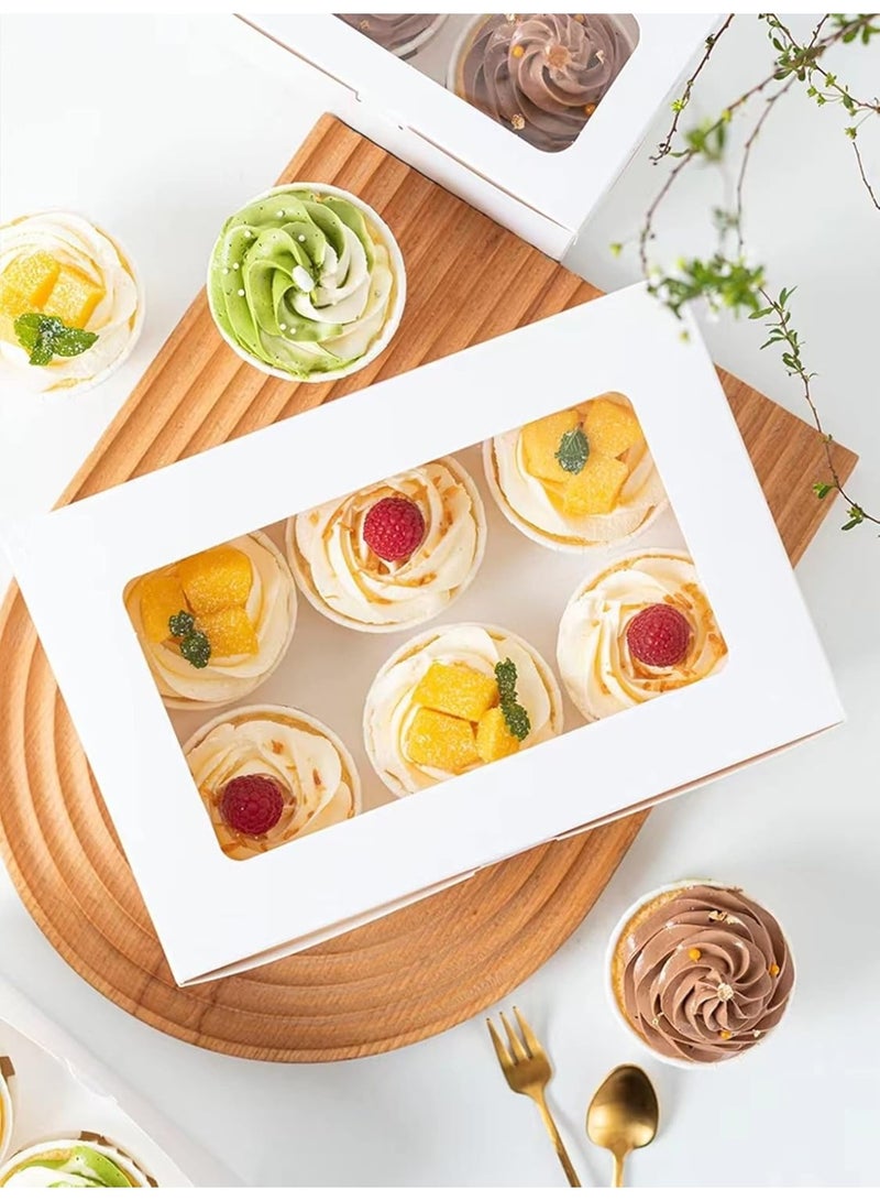 علبة كب كيك ورقية بيضاء، 12 قطعة، 6 تجاويف، مع نافذة صغيرة شفافة“حصريًا في الجمعة الصفراء” - Image 5