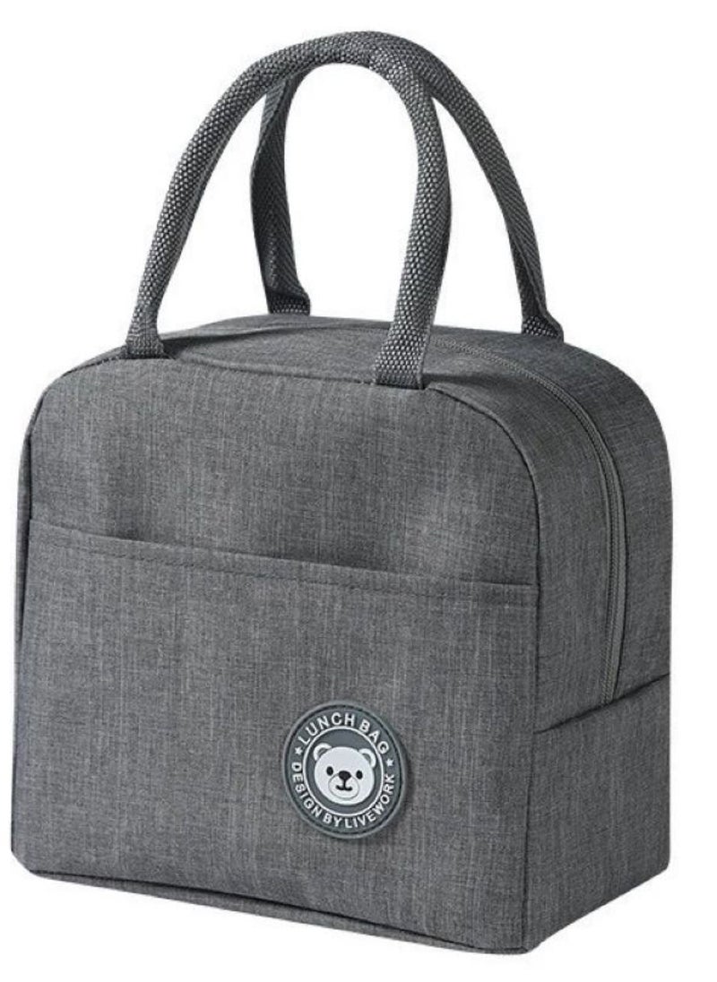 ROBUST Robust Insulated Lunch Bags For Women and Men, Leak-Proof Water-Resistant Cooler Tote Bag Container For Adults, Kids, Light-Weight Portable Lunch Box For Office Work, Outdoor, Picnic, School (Grey)  - Image 1
