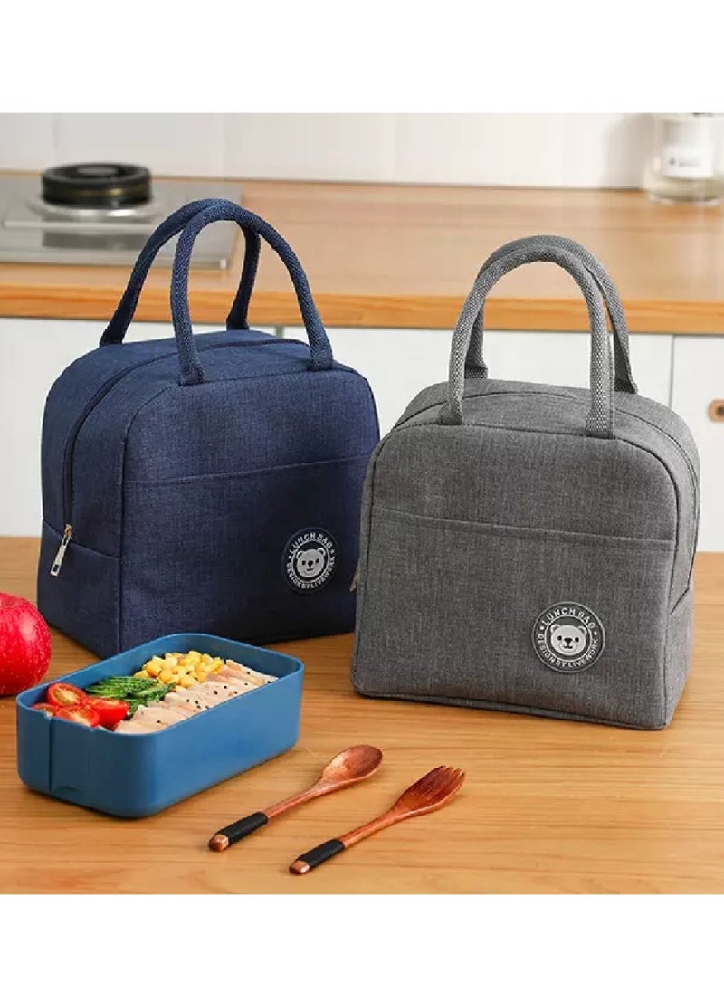 ROBUST Robust Insulated Lunch Bags For Women and Men, Leak-Proof Water-Resistant Cooler Tote Bag Container For Adults, Kids, Light-Weight Portable Lunch Box For Office Work, Outdoor, Picnic, School (Grey)  - Image 2