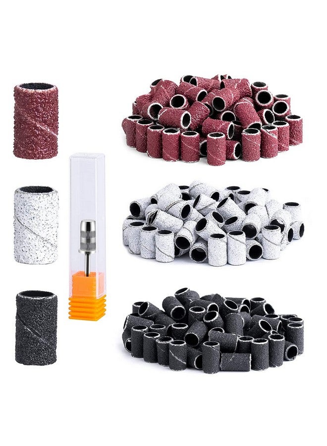 ميلودي سوزي 300 قطعة من أشرطة الصنفرة الاحترافية مع مغزل لحفر الأظافر 80 خشن 120 متوسط 180 حبيبات دقيقة من الرمل قطعة لقم مثقاب الأظافر من الأكريليك لأظافر الأظافر والباديكير - Image 1