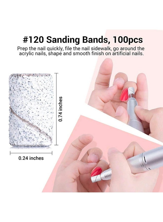 ميلودي سوزي 300 قطعة من أشرطة الصنفرة الاحترافية مع مغزل لحفر الأظافر 80 خشن 120 متوسط 180 حبيبات دقيقة من الرمل قطعة لقم مثقاب الأظافر من الأكريليك لأظافر الأظافر والباديكير - Image 4