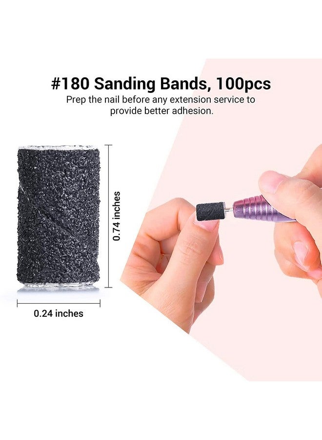 ميلودي سوزي 300 قطعة من أشرطة الصنفرة الاحترافية مع مغزل لحفر الأظافر 80 خشن 120 متوسط 180 حبيبات دقيقة من الرمل قطعة لقم مثقاب الأظافر من الأكريليك لأظافر الأظافر والباديكير - Image 5