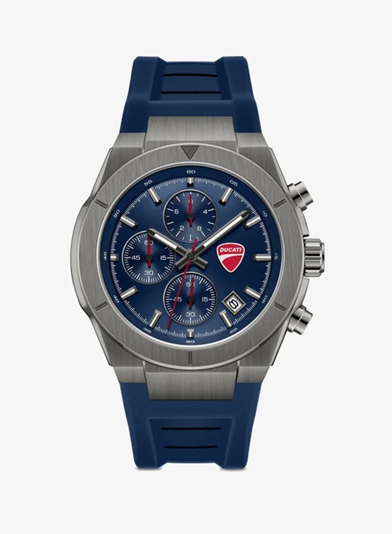 دوكاتي Frontier Blue Dial, Silicone Strap, Chronograph Watch for Men, 43mm