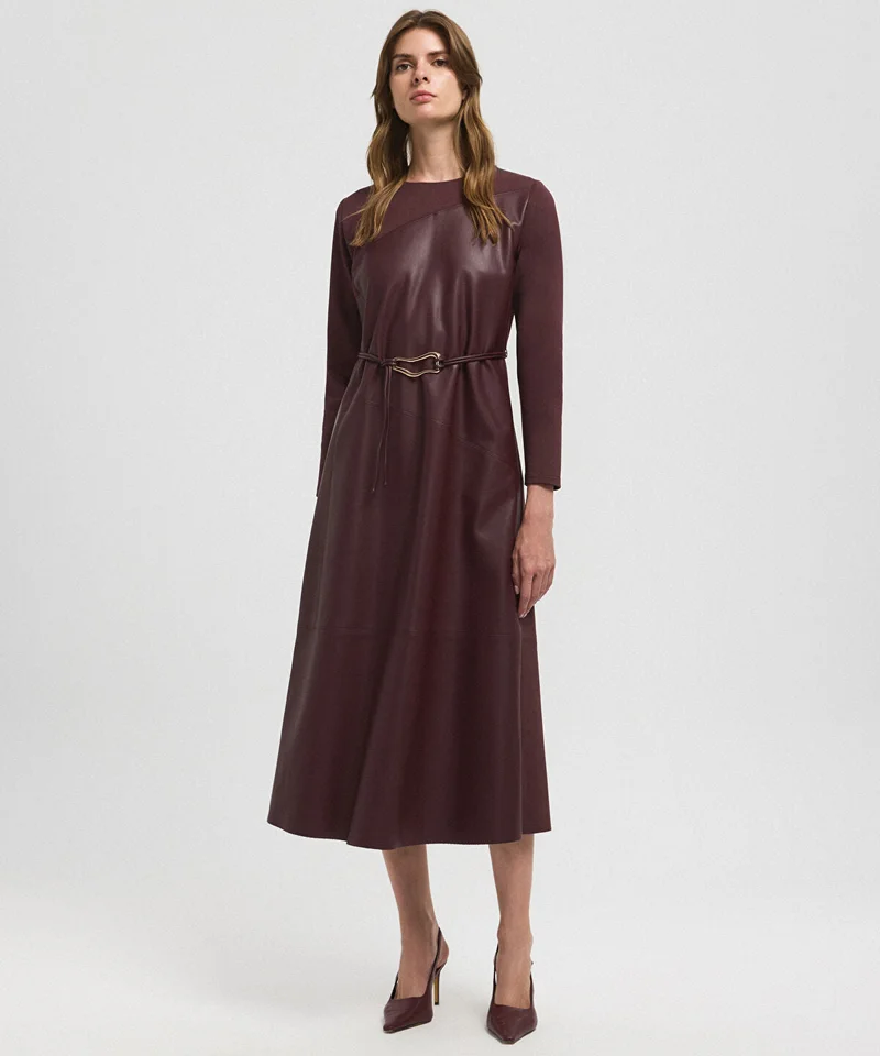 ابيكول Mixed Dress with Belt