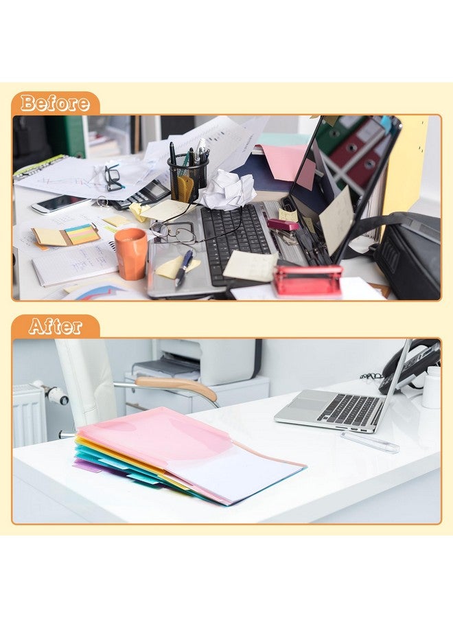 Jetec 12 Sets/ 60 Pcs Expanding Plastic Binder Dividers With Flexible Front Pockets Expand 1/4", 5 Tab Letter Size Plastic Dividers 3 Ring Binder Organization Binder Index Dividers For School  - Image 5