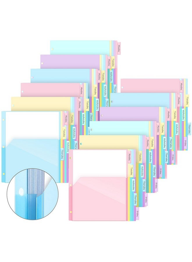 Jetec 12 Sets/ 60 Pcs Expanding Plastic Binder Dividers With Flexible Front Pockets Expand 1/4", 5 Tab Letter Size Plastic Dividers 3 Ring Binder Organization Binder Index Dividers For School  - Image 1
