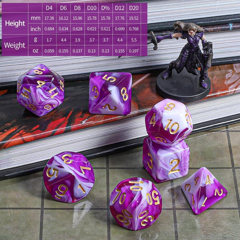 CiaraQ DND Polyhedral Dice Set with a Black Dice Bag for D&D RPG MTG Role Playing Table Games - Image 3