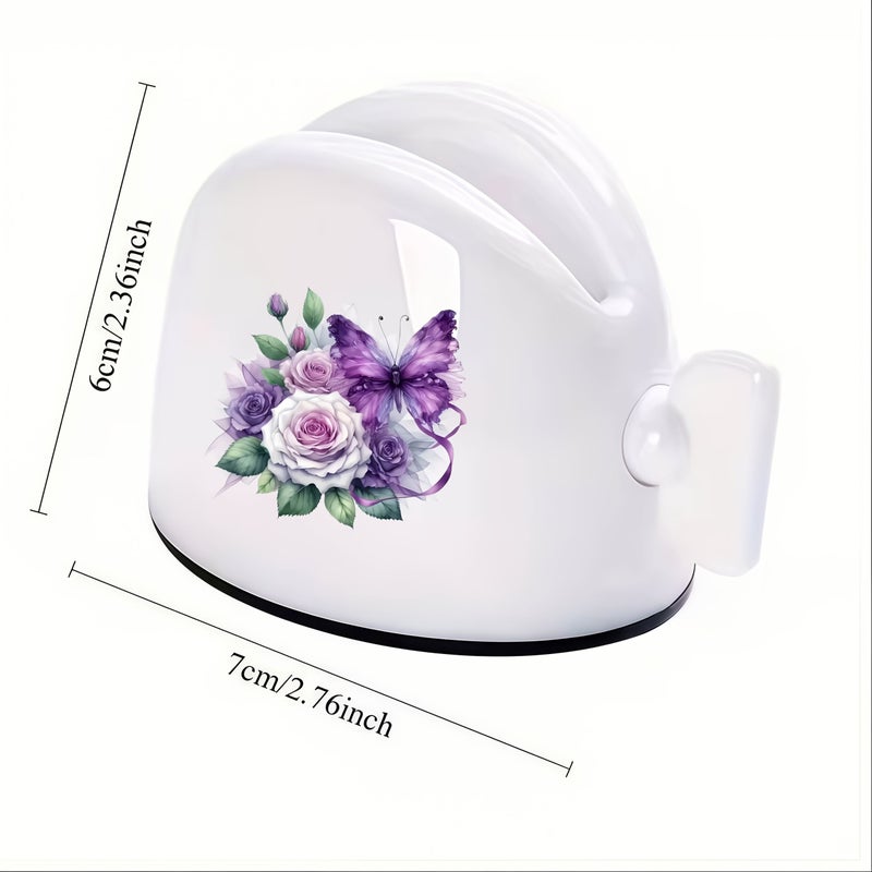Purple Butterfly Flower Pattern Easy Squeeze Toothpaste Dispenser Lamb Design Manual Accessory - Image 3