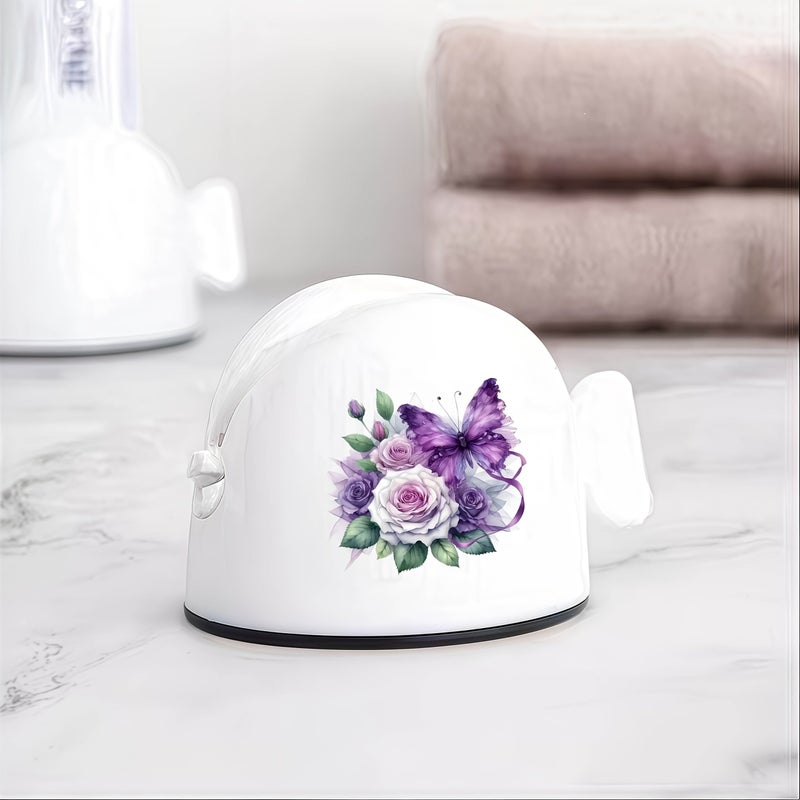 Purple Butterfly Flower Pattern Easy Squeeze Toothpaste Dispenser Lamb Design Manual Accessory - Image 1