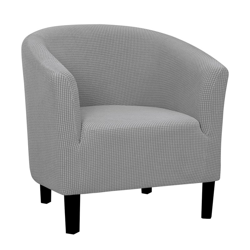 EasyGoing Stretch Club Armchair Slipcover 1 Piece Barrel Tub Sofa Cover Furniture Protector Jacquard Couch Cover Light Gray