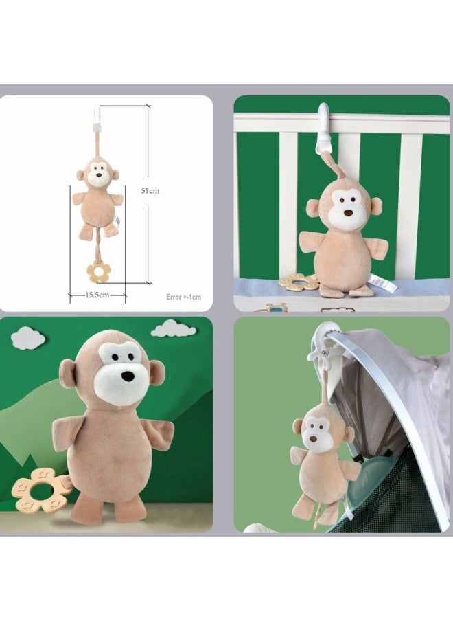 Generic - Baby Animal Bed Hanging Toy Baby Trolley Pendant Soothing Teether Music Box Lala Le Le-Color:Cute Monkey - Image 1