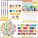 Qilery 178 Pcs Tie Dye Party Favors Bulk Tie Dye Gifts for Kids Classroom Stationery Set with Slap Bracelets Mini Notebooks Pencils Heart Eraser Keychains Gifts for School Students Birthday Class Rewards - Image 4
