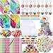Qilery 178 Pcs Tie Dye Party Favors Bulk Tie Dye Gifts for Kids Classroom Stationery Set with Slap Bracelets Mini Notebooks Pencils Heart Eraser Keychains Gifts for School Students Birthday Class Rewards - Image 2