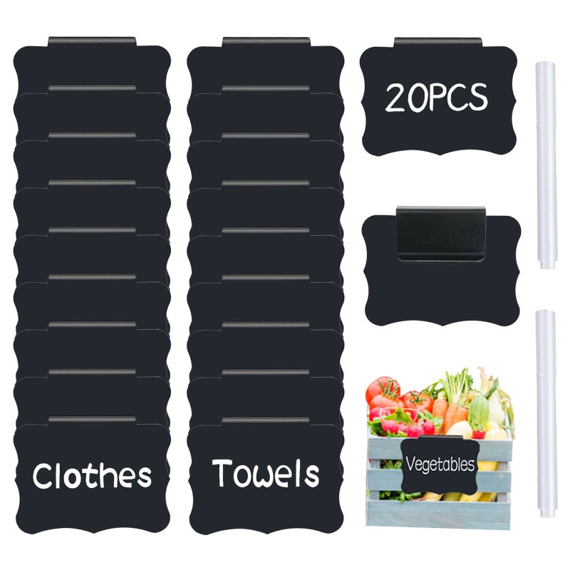 badigo Clip on Basket Chalkboard Labels for Storage Bins,Reusable Labels for Storage Bins, Removable Bin Labels Pantry Labels, Kitchen Closet Baskets and Storage Basket Holders with 2 White Chalk Markers . - Image 1