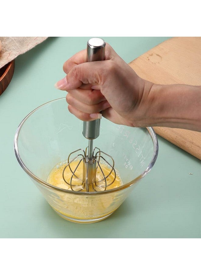 Mockery Egg Beater Stainless Steel Semi-Automatic Whisk Handhold Push Egg Beater Manual Egg Blender Egg Whisk for Kitchen Baking Egg Whiskers for Home Cake Shops Egg Hand Paste Automatic Held Beaters - Image 5