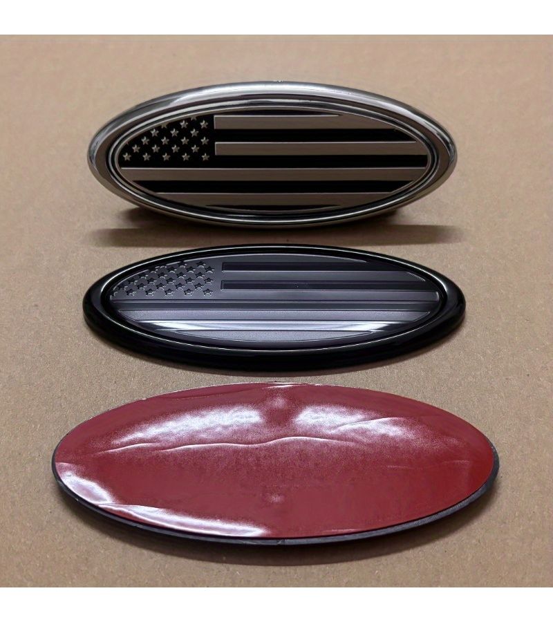 5.91 Inch American Flag Emblem Sticker for Ford Car Grill Trunk Black - Image 5
