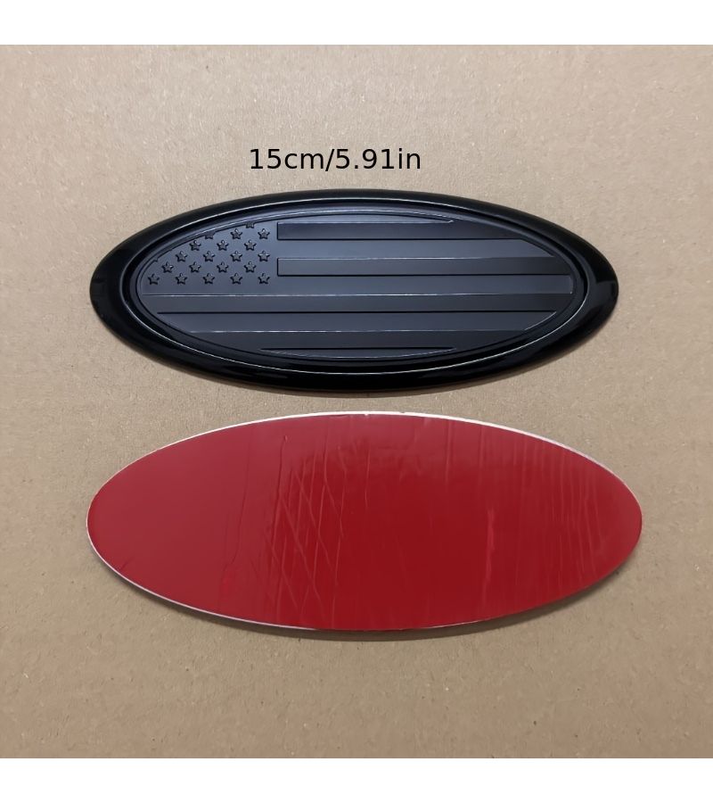 5.91 Inch American Flag Emblem Sticker for Ford Car Grill Trunk Black - Image 2