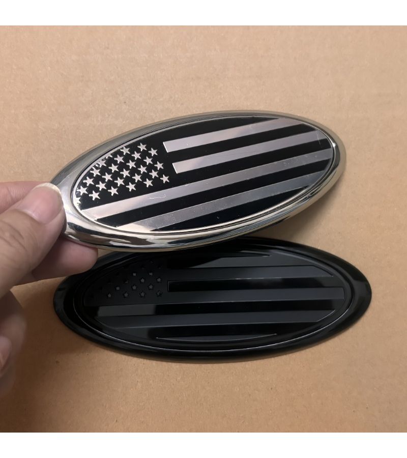 5.91 Inch American Flag Emblem Sticker for Ford Car Grill Trunk Black - Image 4
