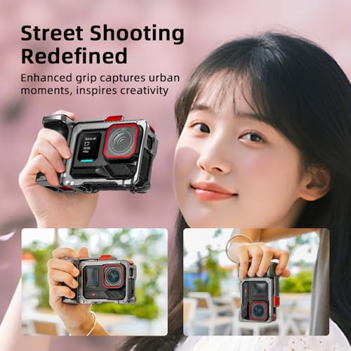 BRDRC Grip Kit for Insta360 Ace Pro 2 Ace Pro with Cage Handle Holder Bundle Expansion Mount with Shutter Button Quick Release Cold Shoe for Insta 360 Ace Pro 2Insta360 Ace Pro Accessories - Image 3