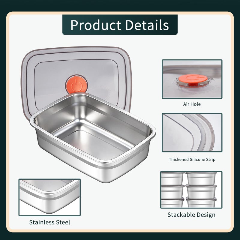GIUOIDUO 10 Pack Stainless Steel Food Storage Containers with Leak-Proof Lids, 37oz Reusable Metal Meal Prep Lunch Boxes, Stackable, Dishwasher Safe for Snacks, Fruits & On-the-Go Meals, BPA-Free - Image 4