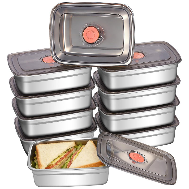 GIUOIDUO 10 Pack Stainless Steel Food Storage Containers with Leak-Proof Lids, 37oz Reusable Metal Meal Prep Lunch Boxes, Stackable, Dishwasher Safe for Snacks, Fruits & On-the-Go Meals, BPA-Free - Image 1