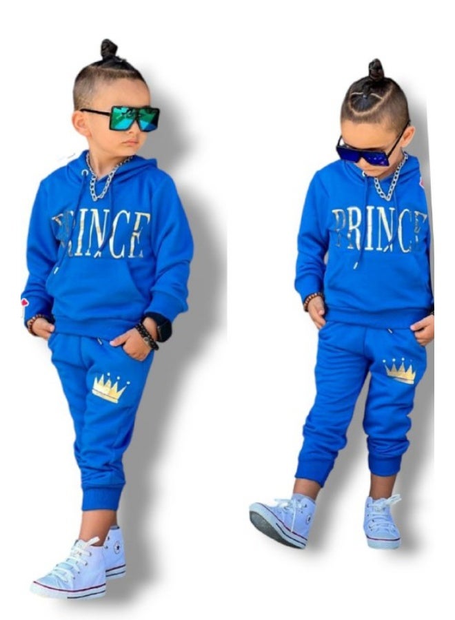 Boys' Autumn Set, Suitable for Ages 6 and Up, Royal Blue - Image 1