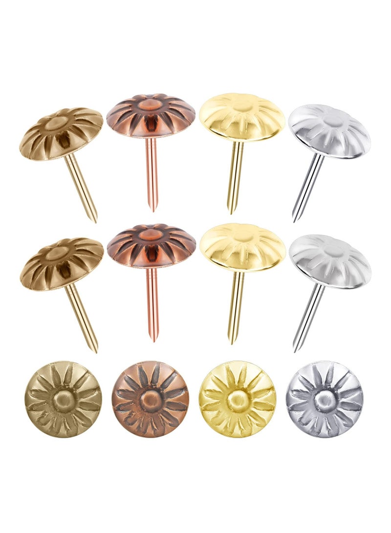 Y&D 400 Pcs Antique Brass Daisy Decorative Nails, Gold Upholstery Tacks Nails Furniture for Sofa, Crafts, Furniture, Hardware Tool, 11 x 16cm, 4 Colors  - Image 1