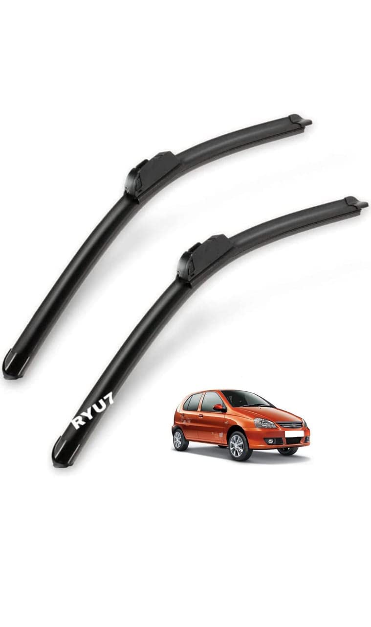 RYU7® Aerodynamic Design Frameless Wiper Blades Compatible with Indica V2, Size-24" 16" (Pack of 2) - Image 1
