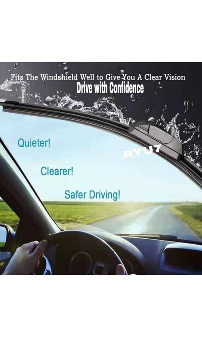 RYU7® Aerodynamic Design Frameless Wiper Blades Compatible with Indica V2, Size-24" 16" (Pack of 2) - Image 3
