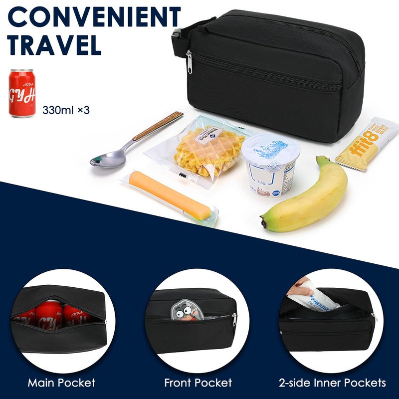 GYEUKHAM Freezable Lunch Bag,Reusable & Collapsible Mini Cooler for Adults,Insulated Lunch Box with Ice Packs,Freezable Snack Bag with Handle Buckle, On-the-Go,Black - Image 4