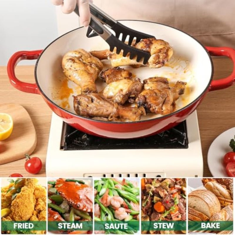 Cast Iron Dutch Oven with Lid, Enameled Cookware Pan with Dual Handles, Heavy Duty Ceramic Cookware, Non-Stick Ovenproof Porcelain Surface Casserole Dish for Bread Baking, Cooking 31cm - Image 5