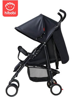 hibobi Lightweight Baby Stroller with Mosquito Net – Foldable and Travel-Friendly-Black  - Image 2