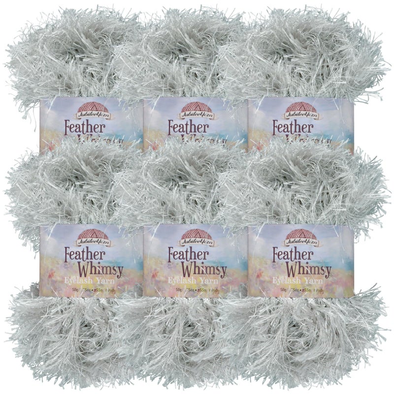 BambooMN JubileeYarn Feather Whimsy Eyelash Yarn  50gSkein Fine Polyester Fur  Grey  6 Skeins