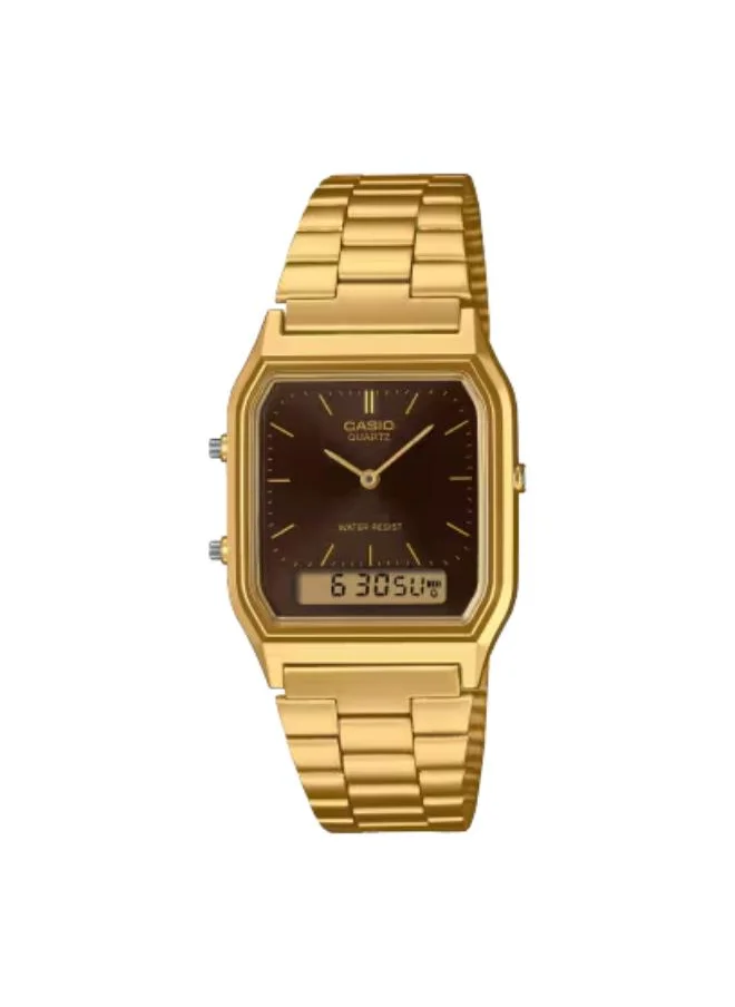 CASIO Unisex Analog-Digital Display Watch With Gold Stainless Steel Strap - AQ-230GA-5AMQYDF