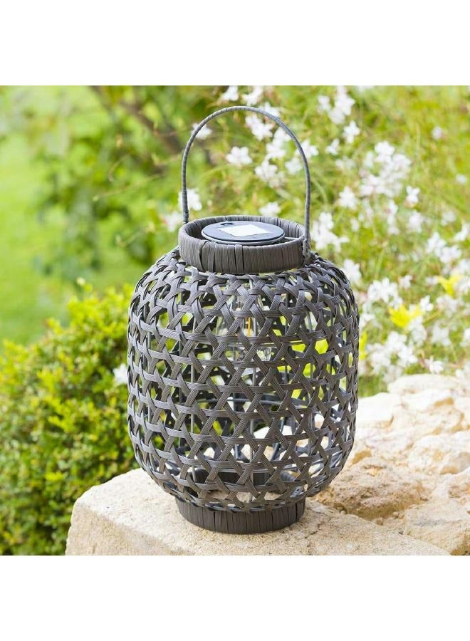 LOFT TOLA,SOLAR LAMP,D23.6XH30.8CMS,GREY,RATTAN,STEEL-190602 - Image 1