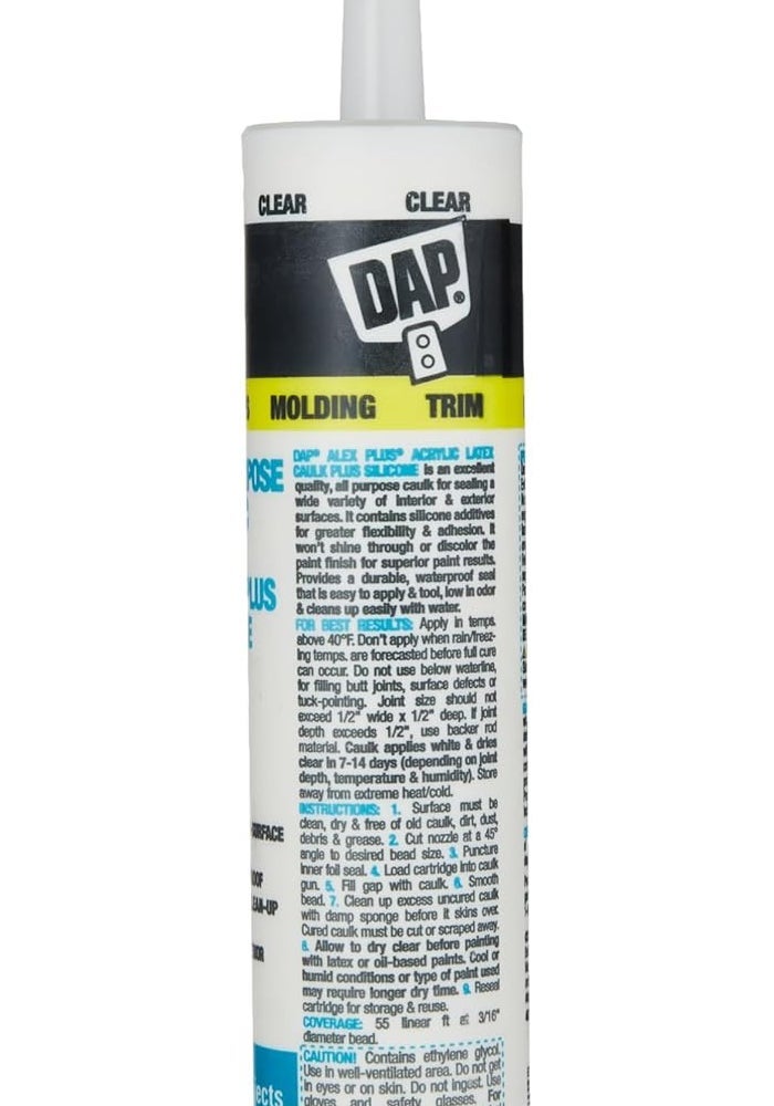 DAP 10.1oz Alex Plus Clear Latex Caulk - All Purpose Acrylic Caulk Plus Silicone - Image 2