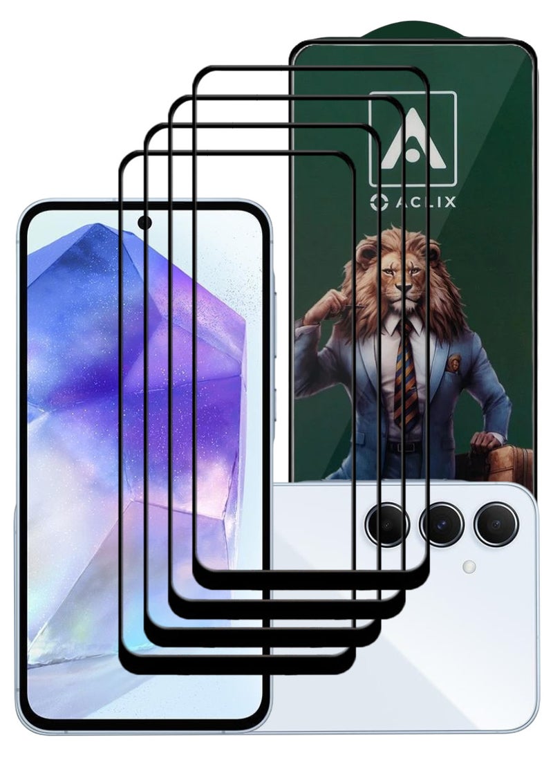 ACLIX 4 Pieces Antistatic ESD Dustproof Premium Quality High Definition Tempered Glass Screen Protector Designed For Samsung Galaxy A55 - Image 1