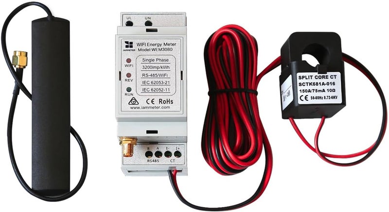 IAMMETER Bi-directional, Din Rail,Split Core CT,Solar PV System monitoring,Power Usage Monitor, Modbus TCP/RTU, Home-Assistant,NodeRed,Single Phase Energy Meter,WiFi,150A,WEM3080 - Image 1
