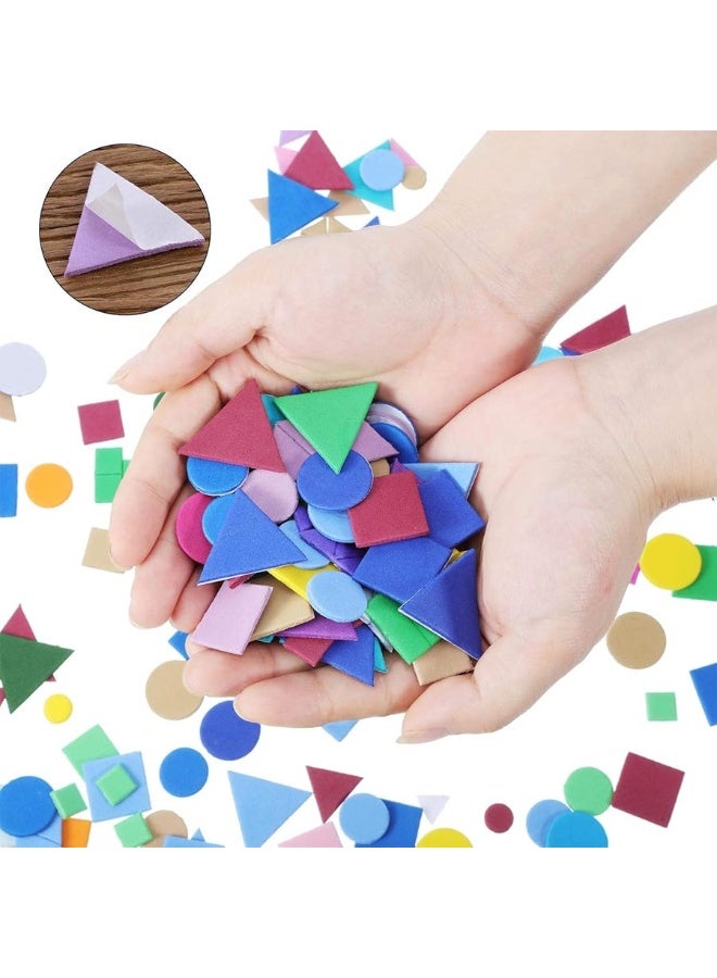 Sumind 1000 Pieces Foam Shape Stickers Self Adhesive Foam Stickers Felt Stickers Shapes for Kids Crafts Mini Geometric Shape Stickers Preschool Stickers Assorted Colors (Circle, Square, Triangle) - Image 1