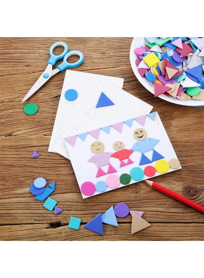 Sumind 1000 Pieces Foam Shape Stickers Self Adhesive Foam Stickers Felt Stickers Shapes for Kids Crafts Mini Geometric Shape Stickers Preschool Stickers Assorted Colors (Circle, Square, Triangle) - Image 2