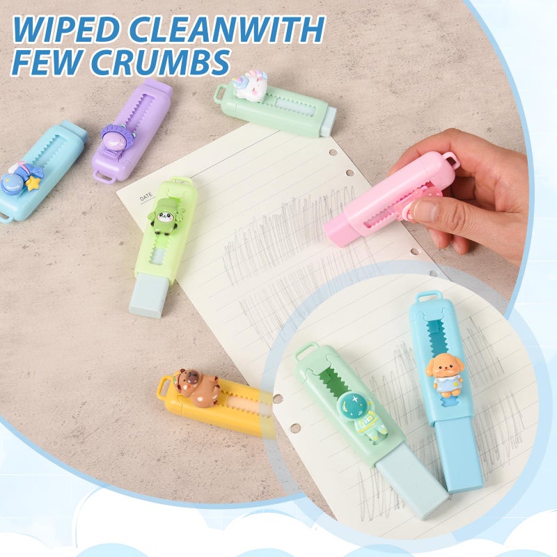 LiYiQ 24 Pcs Cute Retractable Eraser for Pencils Cute Supplies Kawaii Erasers Fun Cartoon Erasers Classroom Supplies Gift - Image 5