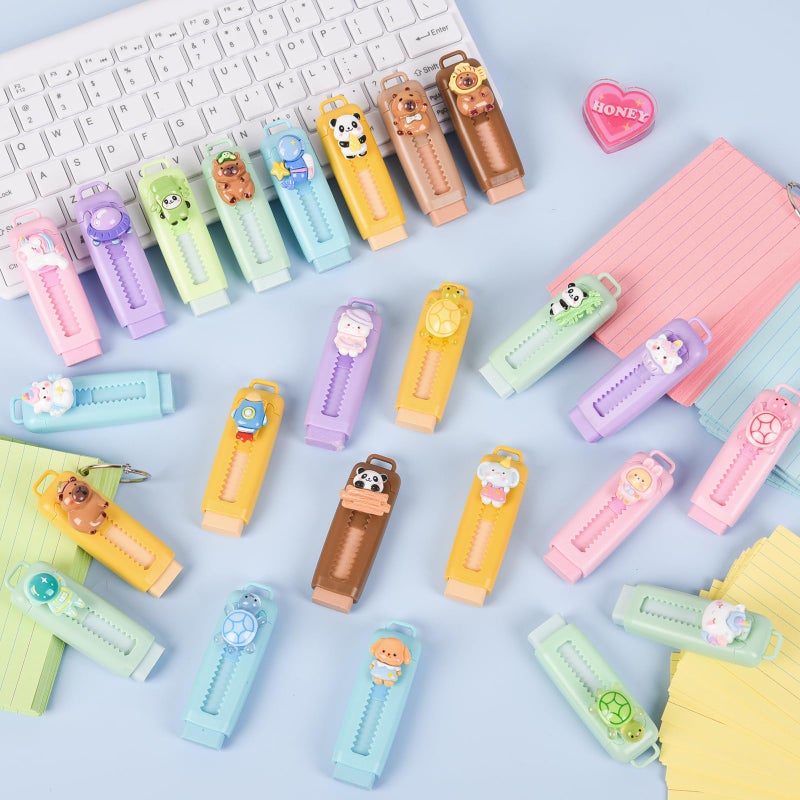 LiYiQ 24 Pcs Cute Retractable Eraser for Pencils Cute Supplies Kawaii Erasers Fun Cartoon Erasers Classroom Supplies Gift - Image 4