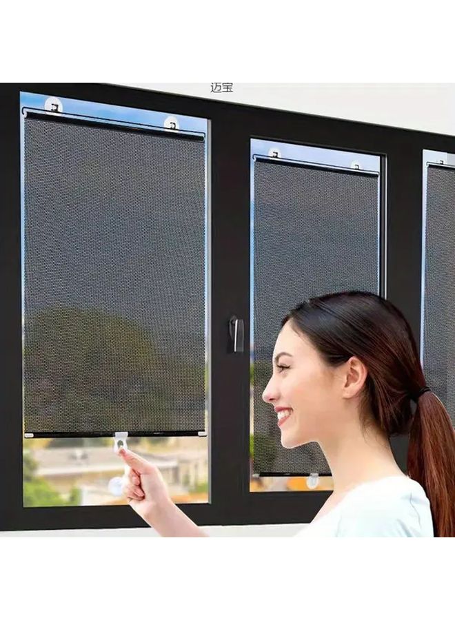 2pcs 15.75x49.21 Inch Retractable Blackout Curtains No Tools Suction Cup Shades - Image 1